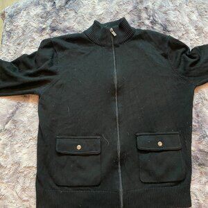 Black Michael Kors wool blend zip-up sweater